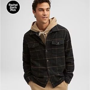 Express Houndstooth Wool-Blend Shirt Jacket